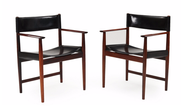 Kurt Østervig : Rosewood and Leather Armchairs